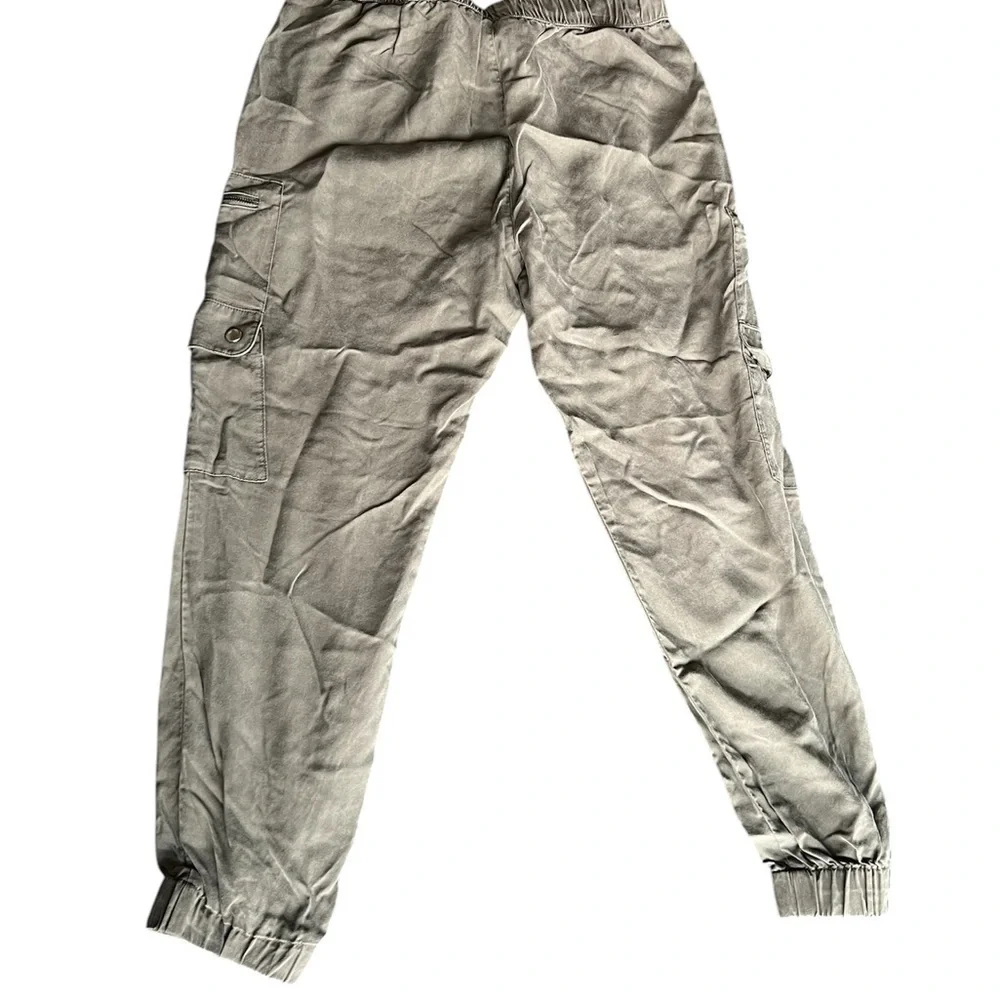 Light Olive Green and Red Relaxed Cargo Pants with Elastic Cuffs (2 pairs)